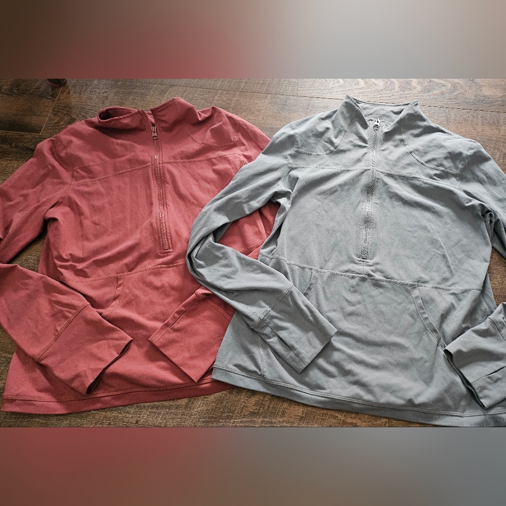 ZYIA Half-Zip Sweatshirts in Dusty Rose and Light Gray